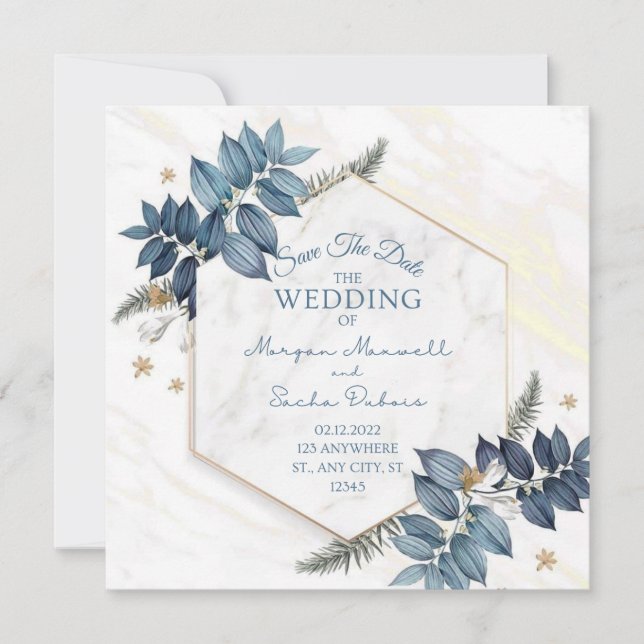 Faire-part de mariage floral simple (Devant)