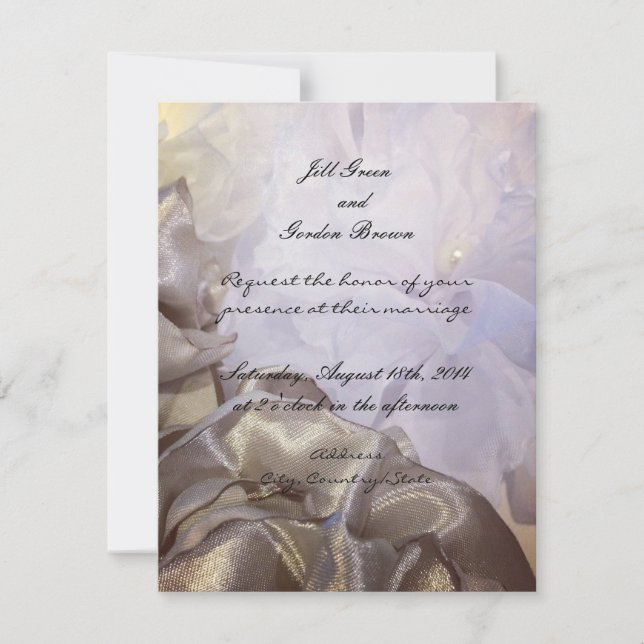 Faire-part de mariage floral soie et organza (Devant)