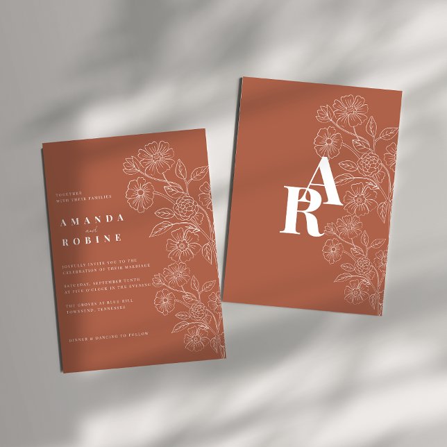 Faire-part de mariage Floral Terracotta (Créateur téléchargé)