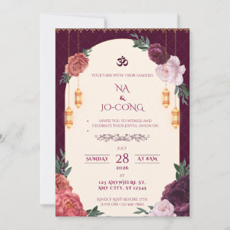 Faire-part de mariage floral TigerNa Crimson