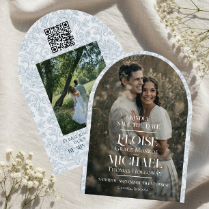 Faire-Part de Mariage Floral Toile Script Arche Ph