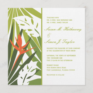 Faire-part de mariage floral tropical - Orange ver
