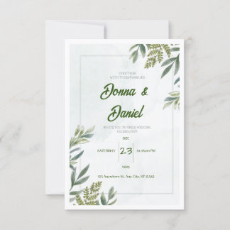 Faire-part de mariage Floral Vert