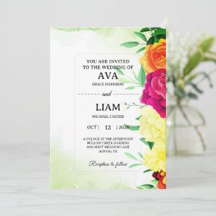 Faire-part de mariage floral vert sauge