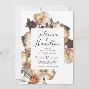 Faire-part de mariage floral Vintage antique