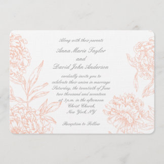 Faire-part de mariage floral Vintage de Coral Grey