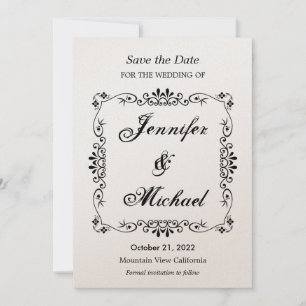Faire-Part de Mariage Floral Vintage de Date de Sa