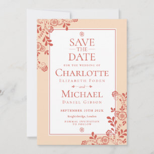 Faire-part de mariage floral vintage en dentelle