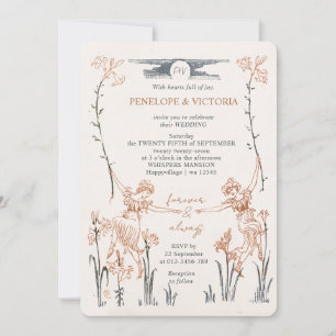 Faire-part de mariage floral vintage lesbien