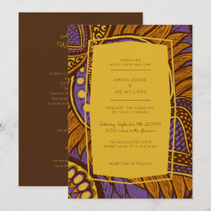 Faire-part de mariage Floral Violet Ankara Africai