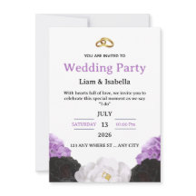 Faire-part de mariage floral violet élégant modifi
