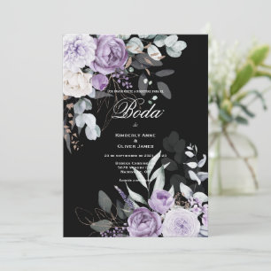 Faire-part de mariage Floral violet et noir
