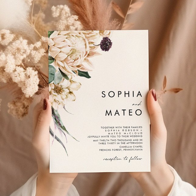 Faire-part de mariage florale blanche (Créateur téléchargé)