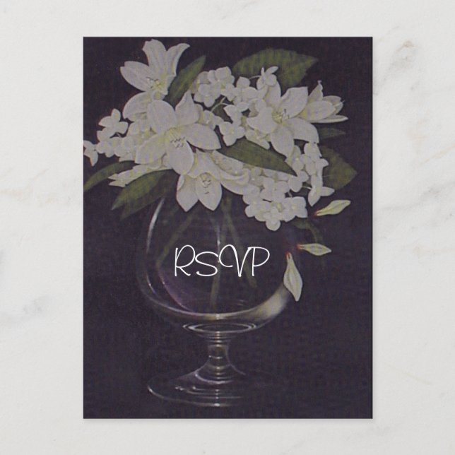 Faire-part de mariage florale blanche RSVP avec ph (Devant)