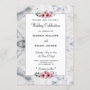 Faire-part de mariage florale de marbre
