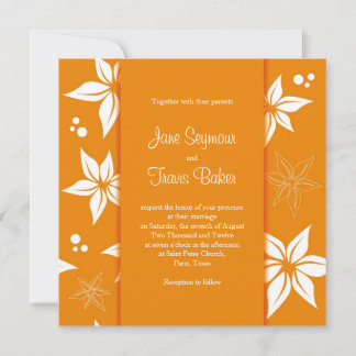 Faire-part de mariage florale - Orange et blanc