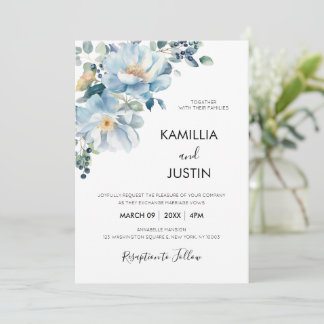 Faire-part de mariage florale romantique aquarelle