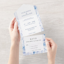 Faire-part de mariage florale romantique tout en u