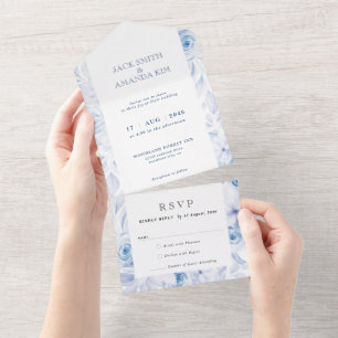 Faire-part de mariage florale romantique tout en u