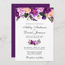 Faire-part de mariage florale violet ultra violet