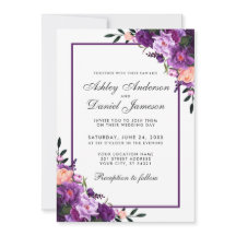Faire-part de mariage florale violet ultra violet