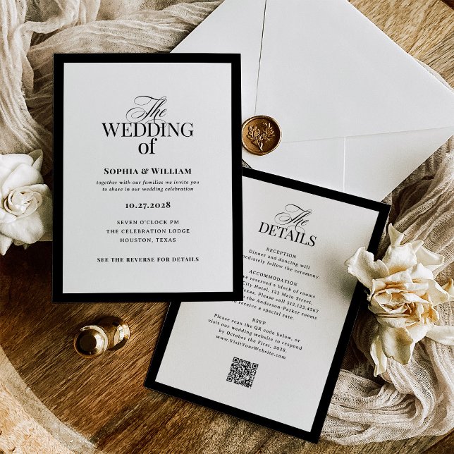 Faire-part de mariage formelle avec code QR RSVP (Créateur téléchargé)