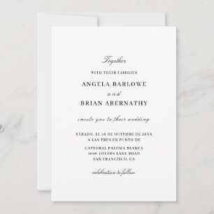 Faire-part de mariage formelle blanche