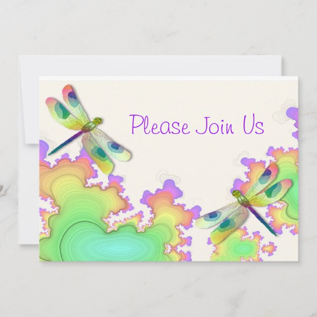Faire-part de mariage fractale de libellule (Devant)