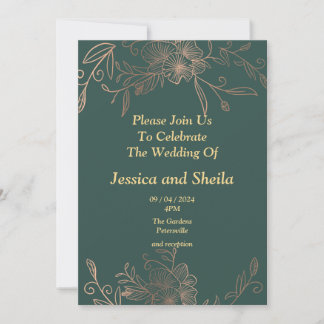 Faire-part de mariage frappante, vert émeraude