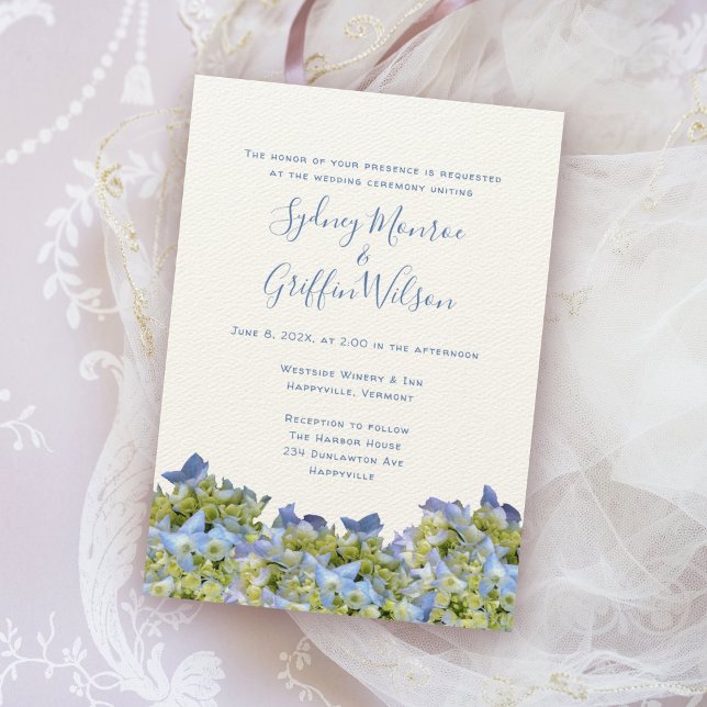 Faire-part de mariage frontalier Bella Blue Hydran (Créateur téléchargé)