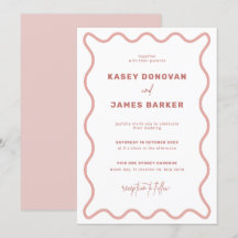 Faire-part de mariage frontalier rose et blanc