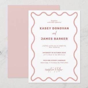Faire-part de mariage frontalier rose et blanc