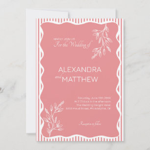 Faire-part de mariage frontalier rose Whimsical Wa