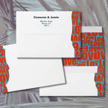 Faire-part de mariage frontalière Blue Red Typogra