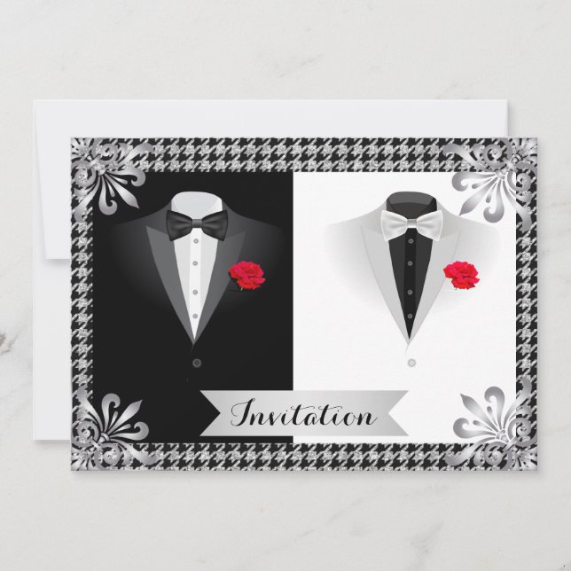 Faire-part de mariage gai élégant avec des (Devant)