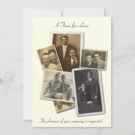 faire-part de mariage gay avec des portraits vinta
