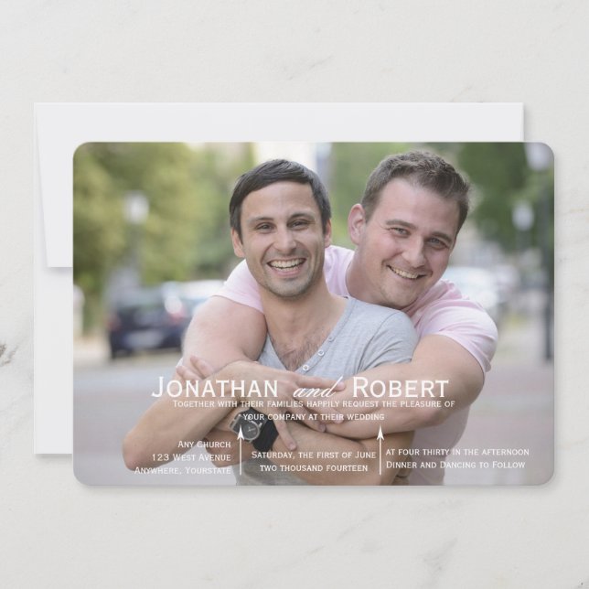 Faire-part de mariage gay des coins arrondis de ph (Devant)