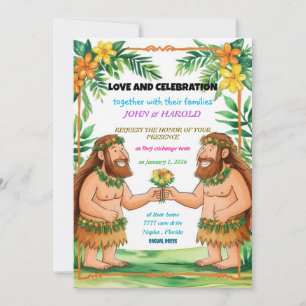 faire-part de mariage gay hommes des cavernes