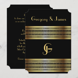 Faire-part de mariage gay/lesbien noir et or