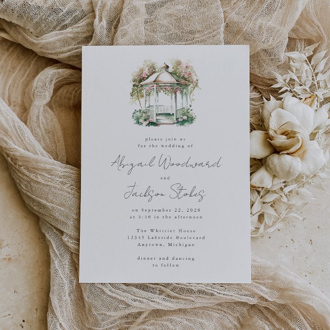 Faire-part de mariage Gazebo rose Floral (An ideal choice for an outdoor spring or summer wedding.)