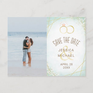 Faire-part de mariage géométrique à anneaux aquare