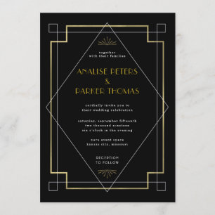 Faire-part de mariage géométrique d'art déco