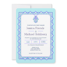 faire-part de mariage géométrique hamsa turquoise