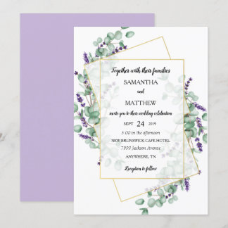 Faire-part de mariage géométrique Lavande Eucalypt