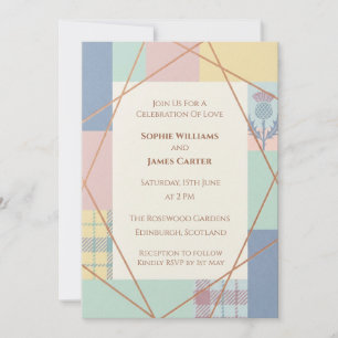 Faire-part de mariage géométrique pastel
