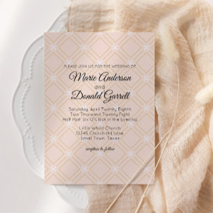 Faire-part de mariage géométrique pêche pastel et