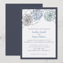 Faire-part de mariage géométrique Succulent