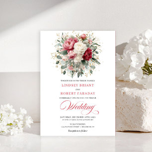 Faire-part de mariage Glam Boho Blush Blanc Or