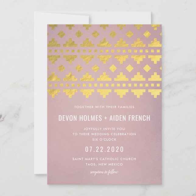 Faire-part de mariage Gleam sud-ouest en or (Devant)