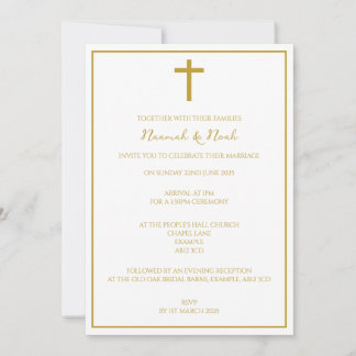 Faire-part de mariage Gold Cross minimal